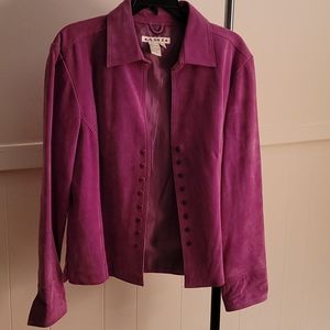 A.M.I Purple/Pink Suede Leather Jacket
